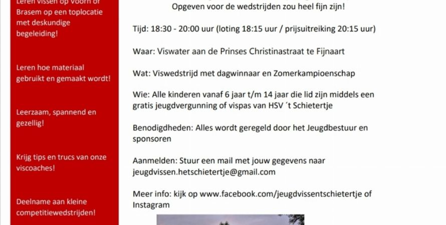 Viswedstrijd Zomerkampioenschap Jeugd 't Schietertje